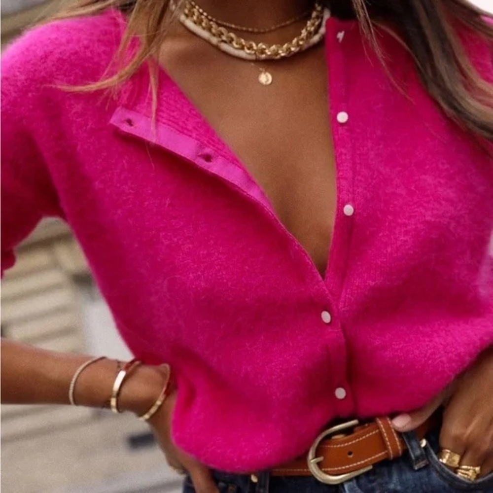 Sezane Gaspard Cardigan Fuscia - Size XXS